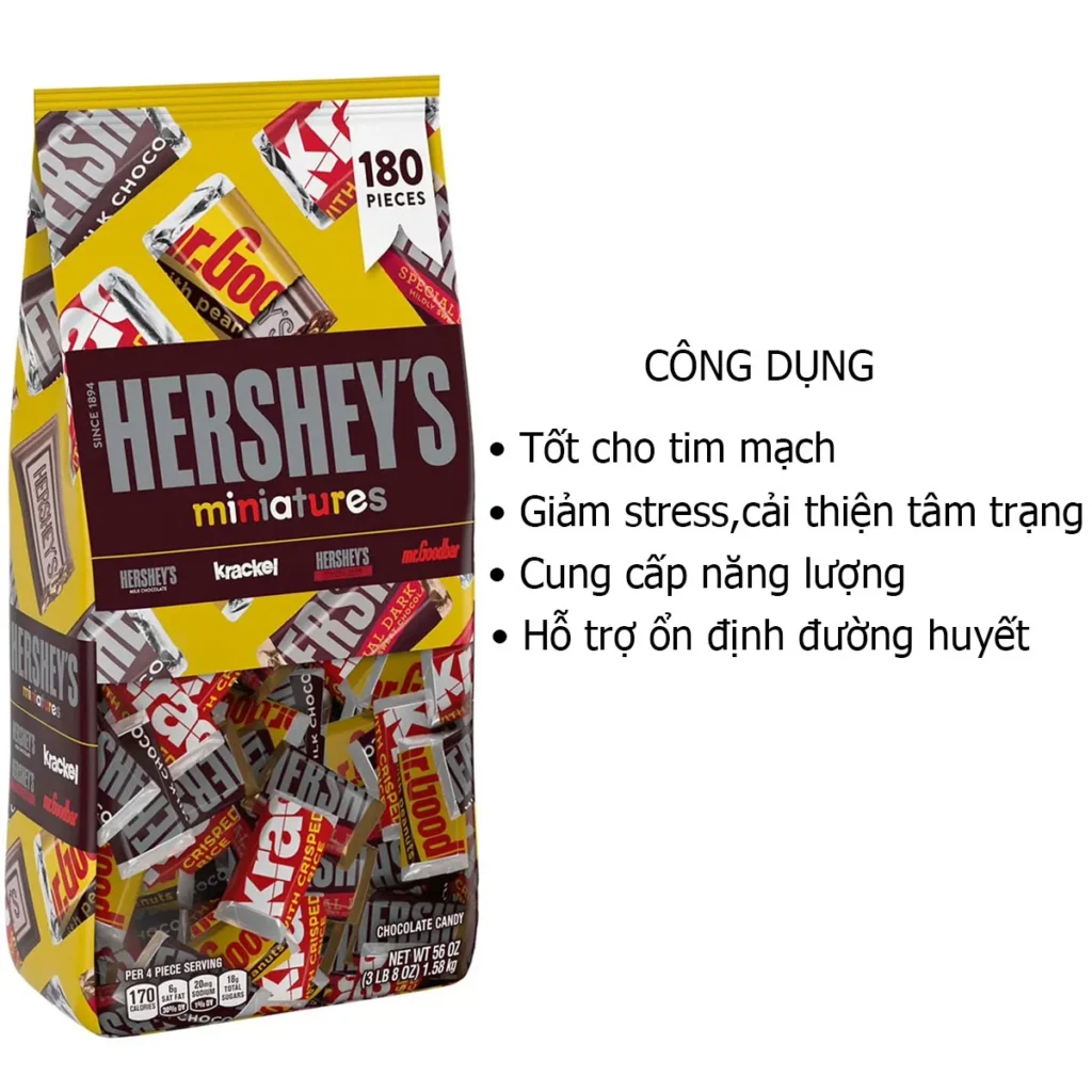 Công dụng  Socola Hershey’s Miniatures Chocolate 1.58kg của Mỹ