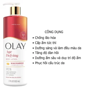 Công dụng Dưỡng thể Olay Age Defying Niacnamide Body Lotion 502ml Mỹ