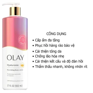 Công dụng Dưỡng thể Olay Hyaluronic Nourishing Body Lotion 502ml Mỹ