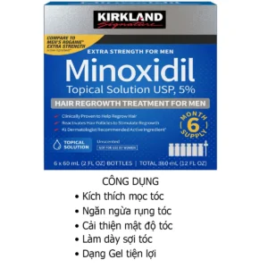Công dụng Gel Minoxidil Kirkland Hỗ Trợ Mọc Tóc Hộp 6 ống x60ml của Mỹ