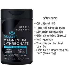 Công dụng Viên Magnesium L Threonate Sports Research 135 viên của Mỹ