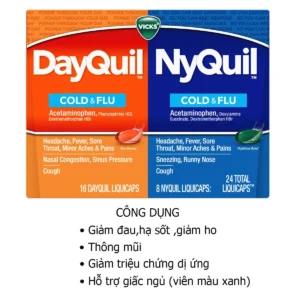 Công dụng Viên DayQuil & NyQuil Cold & Flu Vicks của Mỹ