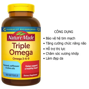 Công dụng Viên Omega 3-6-9 Nature Made Triple Omega 180 viên của Mỹ