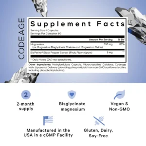 Thành phần Viên Liposomal Magnesium Glycinate 240 viên Codeage Mỹ