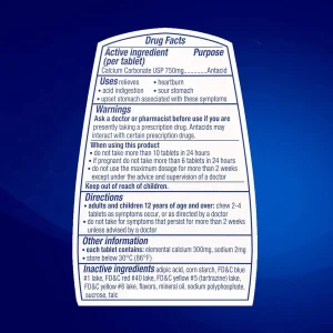 Thành phần Viên nhai Tums Antacid Assorted Extra 750mg của Mỹ