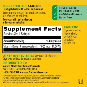 Thành phần Vitamin B12 Nature Made Vitamin B12 1000mcg 400 viên Mỹ