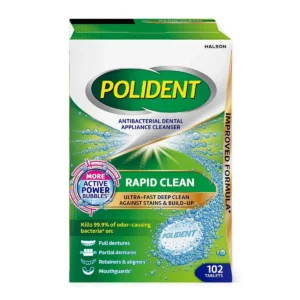 Viên sủi ngâm vệ sinh răng giả Polident Rapid Clean 102 viên Mỹ