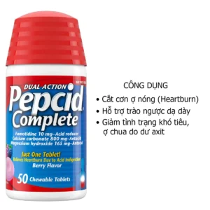 Công dụng Viên ngậm giảm trào ngược và ợ nóng Pepcid Complete 50 viên