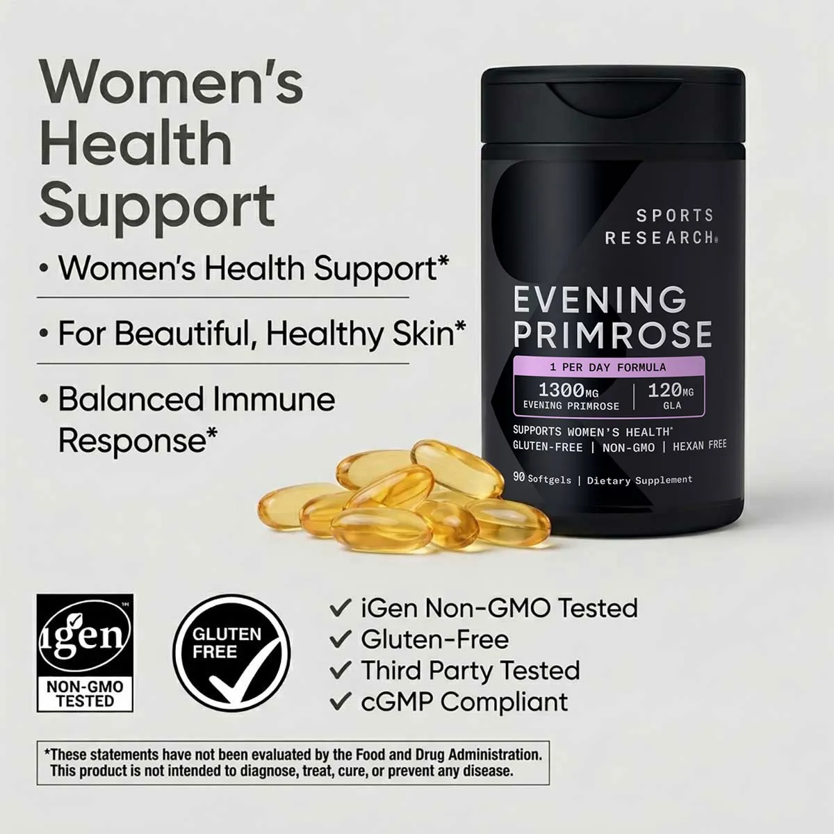 Giới thiệu Hoa anh thảo Sports Research Evening Primrose 1300mg Mỹ