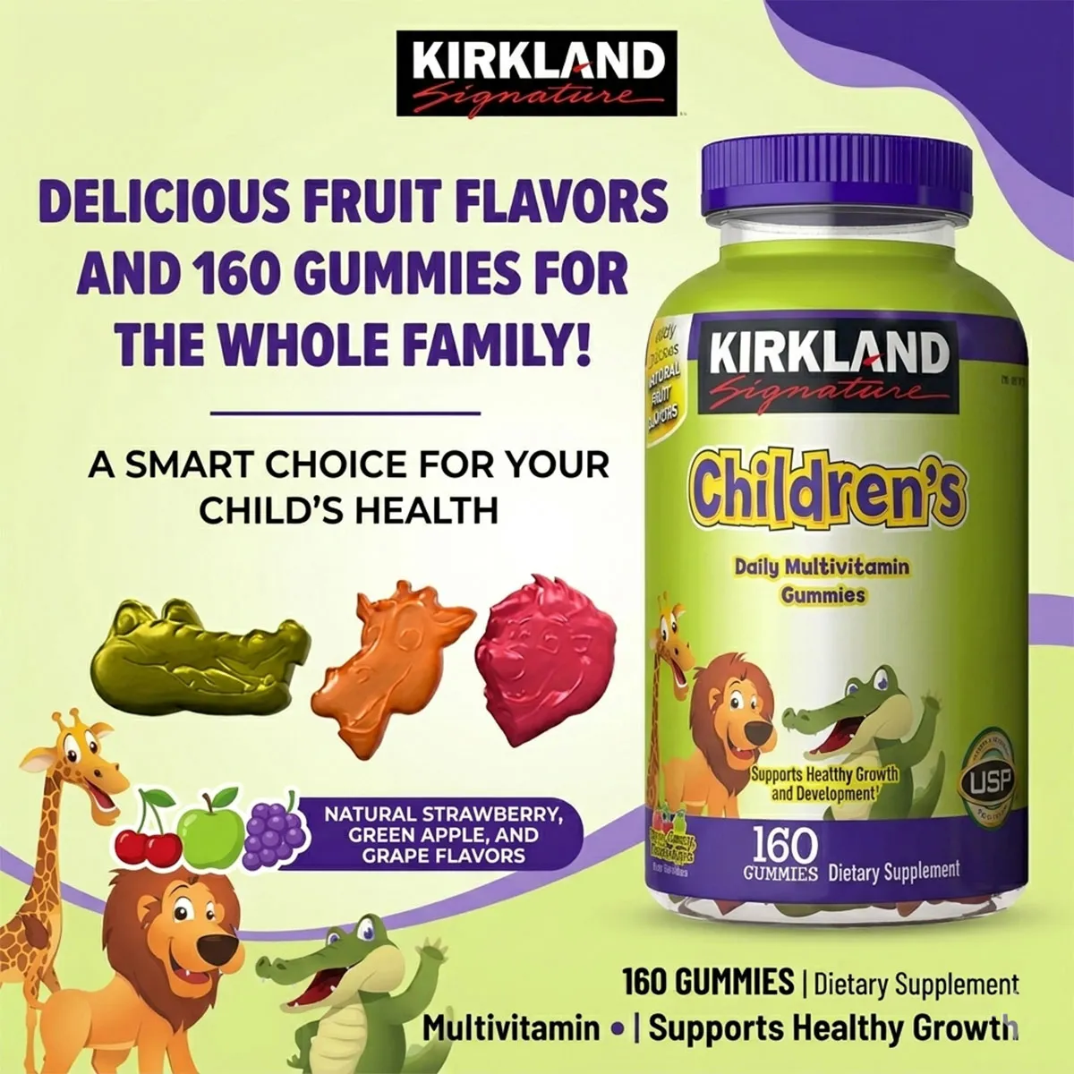 Giới thiệu Kẹo dẻo vitamin tổng hợp cho bé Children's Multivitamin Kirkland