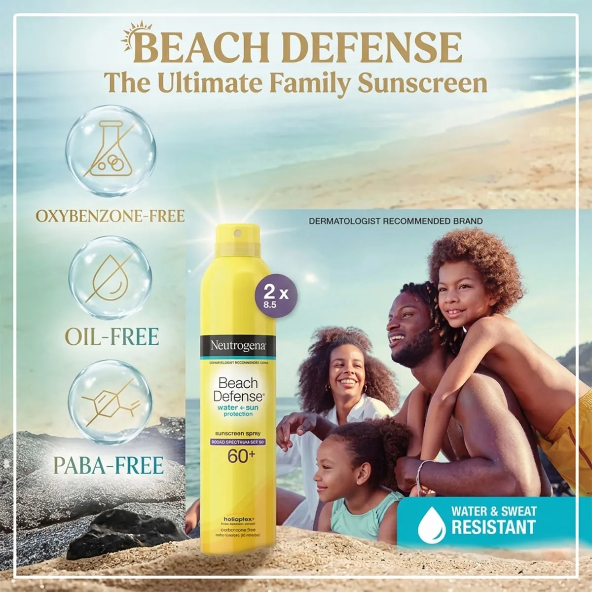 Giới thiệu Xịt chống nắng Neutrogena Beach Defense SPF60+ của Mỹ