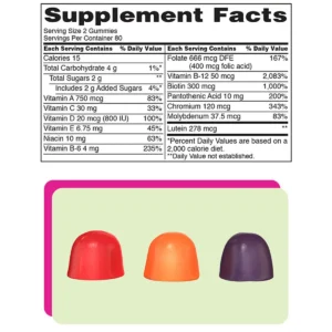 Thành phần Kẹo dẻo Vitamin tổng hợp Adult Multivitamin Gummies Kirkland
