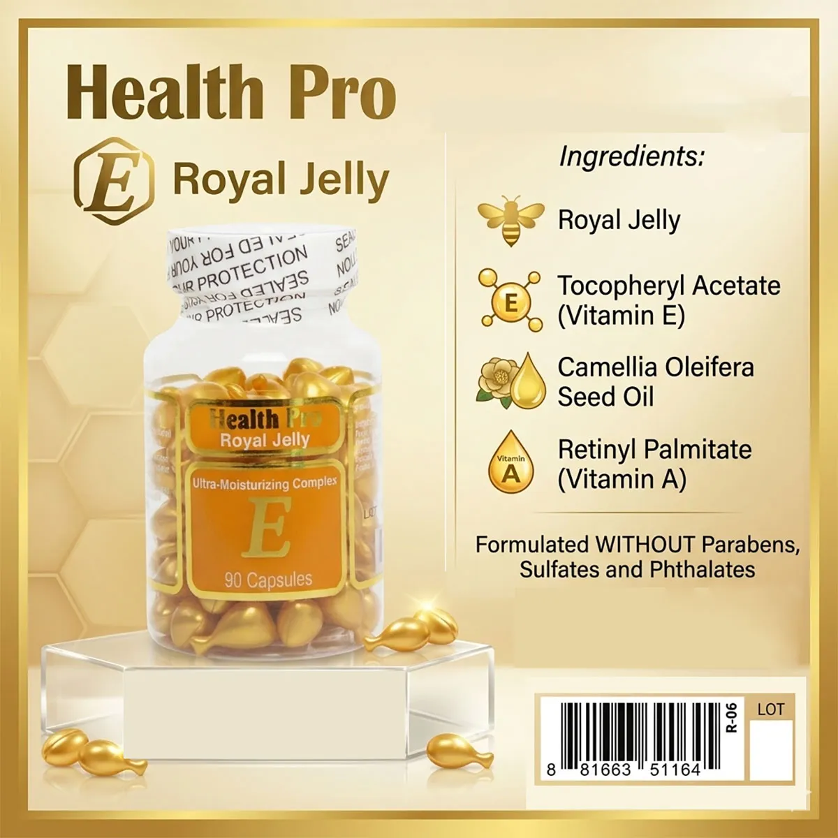 Thành phần Tinh dầu dưỡng da Vitamin E Health Pro Royal Jelly 90 viên Thành phần Tinh dầu dưỡng da Vitamin E Health Pro Royal Jelly 90 viên