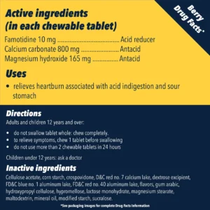 Thành phần Viên ngậm giảm trào ngược và ợ nóng Pepcid Complete 50 viên