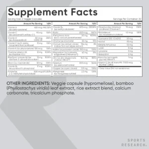 Thành phần Vitamin Sports Research Advanced Multivitamin 180 Viên Mỹ