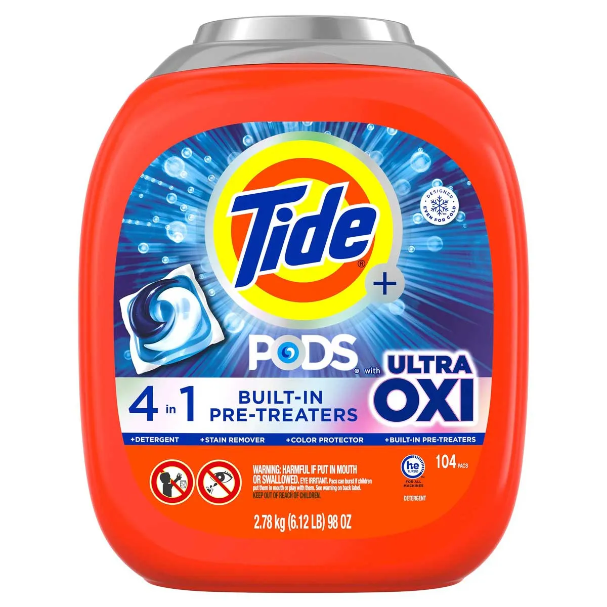 Viên Giặt Tide Pods Ultra Oxi 4in1 2.78 kg 104 viên của Mỹ