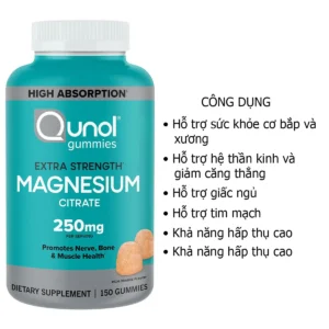 Công dụng Kẹo Dẻo Qunol Magnesium Citrate 250mg 150 Viên Mỹ