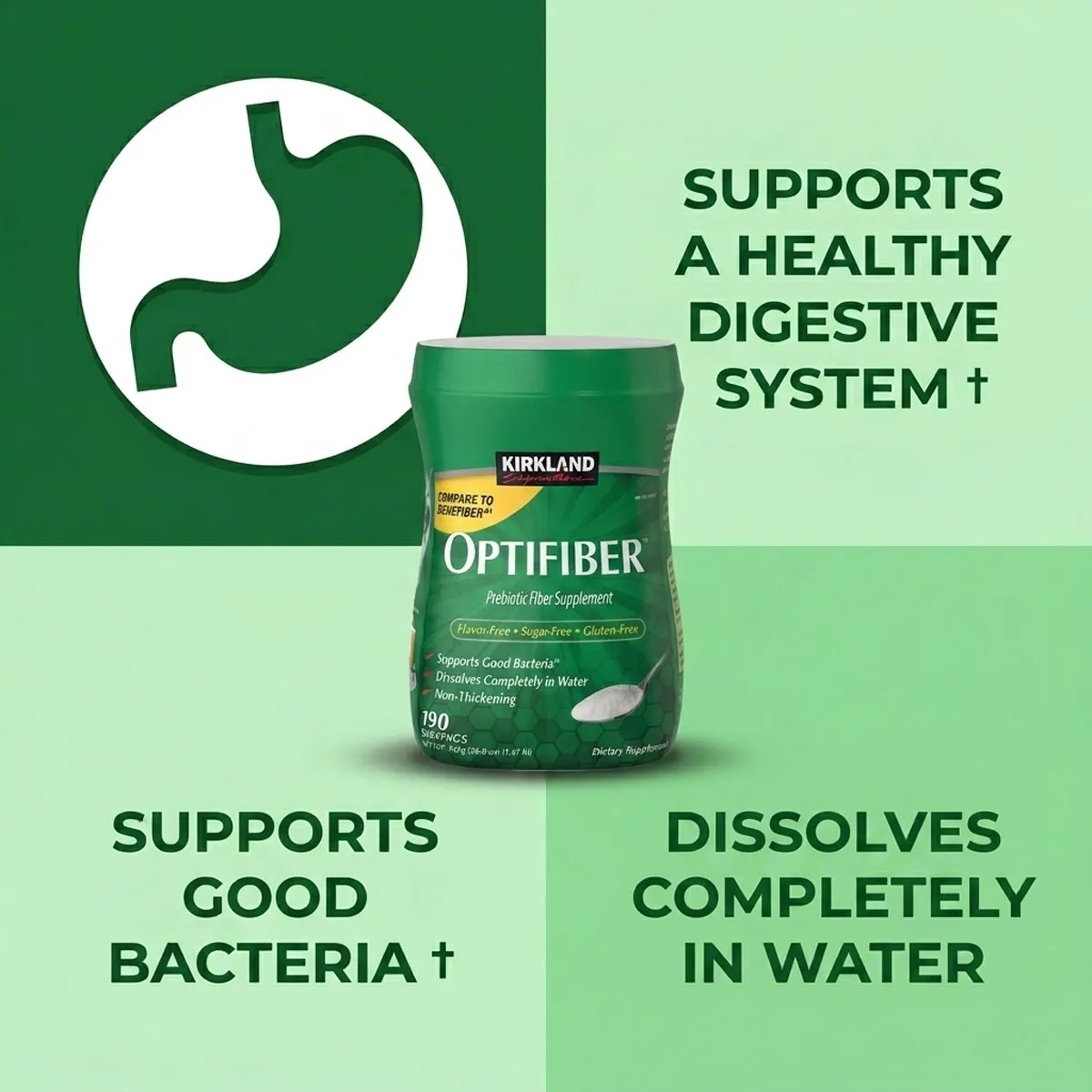 Giới thiệu Bột Chất Xơ Hòa Tan Kirkland  Optifiber 190 Servings Mỹ