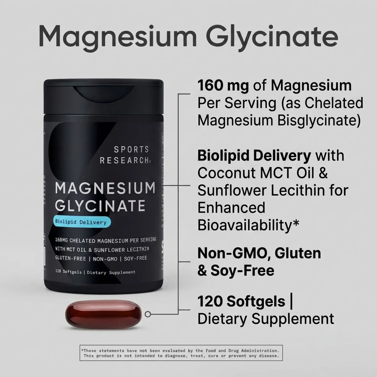 Giới thiệu Magie Hữu Cơ Sports Research Magnesium Glycinate 120 Viên