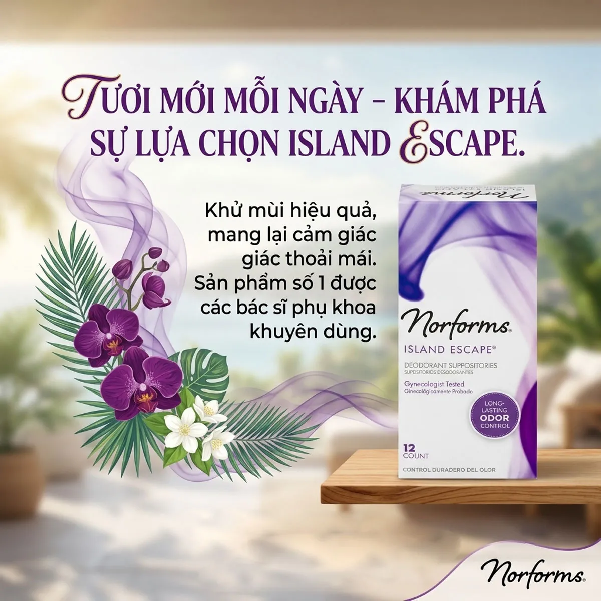 Giới thiệu Viên Đặt Phụ Khoa Norforms Island Escape Khử Mùi 12 viên