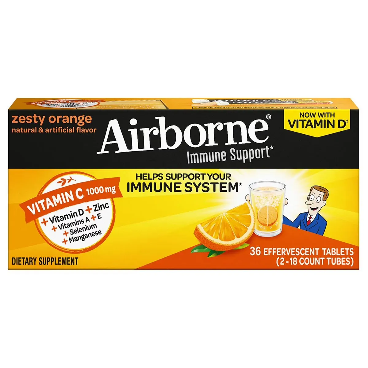 Sủi Airborne Immune Support Vitamin C 1000mg 36 Viên Mỹ