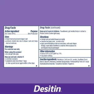 Thành phần Kem Trị Hăm Tã Cho Bé Desitin Tím Maximum Strength 136g Mỹ