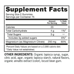 Thành phần Kẹo Dẻo Qunol Magnesium Citrate 250mg 150 Viên Mỹ