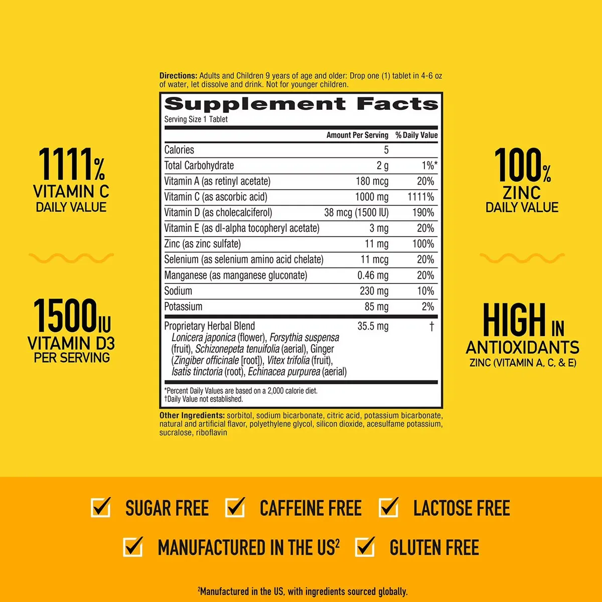 Thành phần Sủi Airborne Immune Support Vitamin C 1000mg 36 Viên Mỹ Thành phần Sủi Airborne Immune Support Vitamin C 1000mg 36 Viên Mỹ