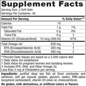 Thành phần Viên DHA Prenatal Nordic Naturals Cho Bà Bầu 90 Viên Mỹ