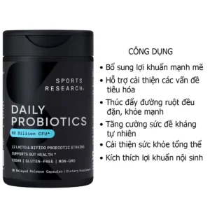 Công dụng Men Vi Sinh Sports Research Daily Probiotics 60 Billion 30 Viên