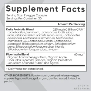 Thành phần Men Vi Sinh Sports Research Daily Probiotics 60 Billion 30 Viên