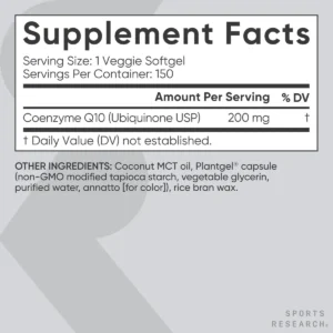Thành phần Viên uống CoQ10 200mg Sports Research 150 viên Mỹ
