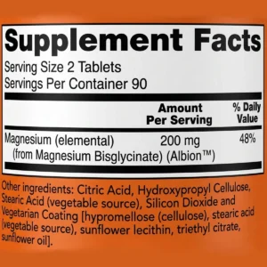 Thành phần Viên uống NOW Magnesium Glycinate 200mg 180 viên Mỹ
