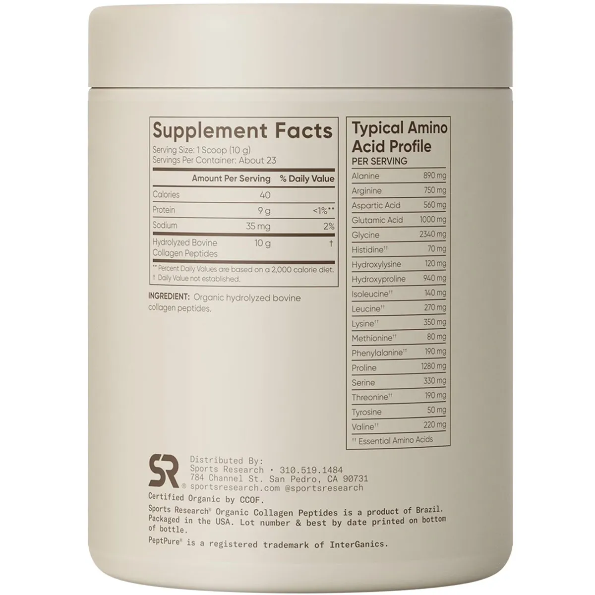 Bột Collagen Hữu Cơ Sports Research Peptides 227g Mỹ - Ảnh 3