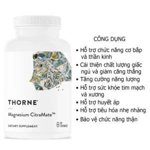 Công dụng Bổ Sung Magie Thorne Magnesium CitraMate 90 Viên Mỹ