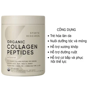 Công dụng Bột Collagen Hữu Cơ Sports Research Peptides 227g Mỹ