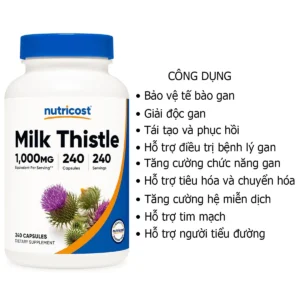 Công dụng Viên Bổ Gan Nutricost Milk Thistle 1000mg 240 Viên Mỹ