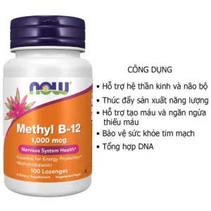 Công dụng Viên Ngậm Methyl B12 1000mcg NOW 100 viên Mỹ