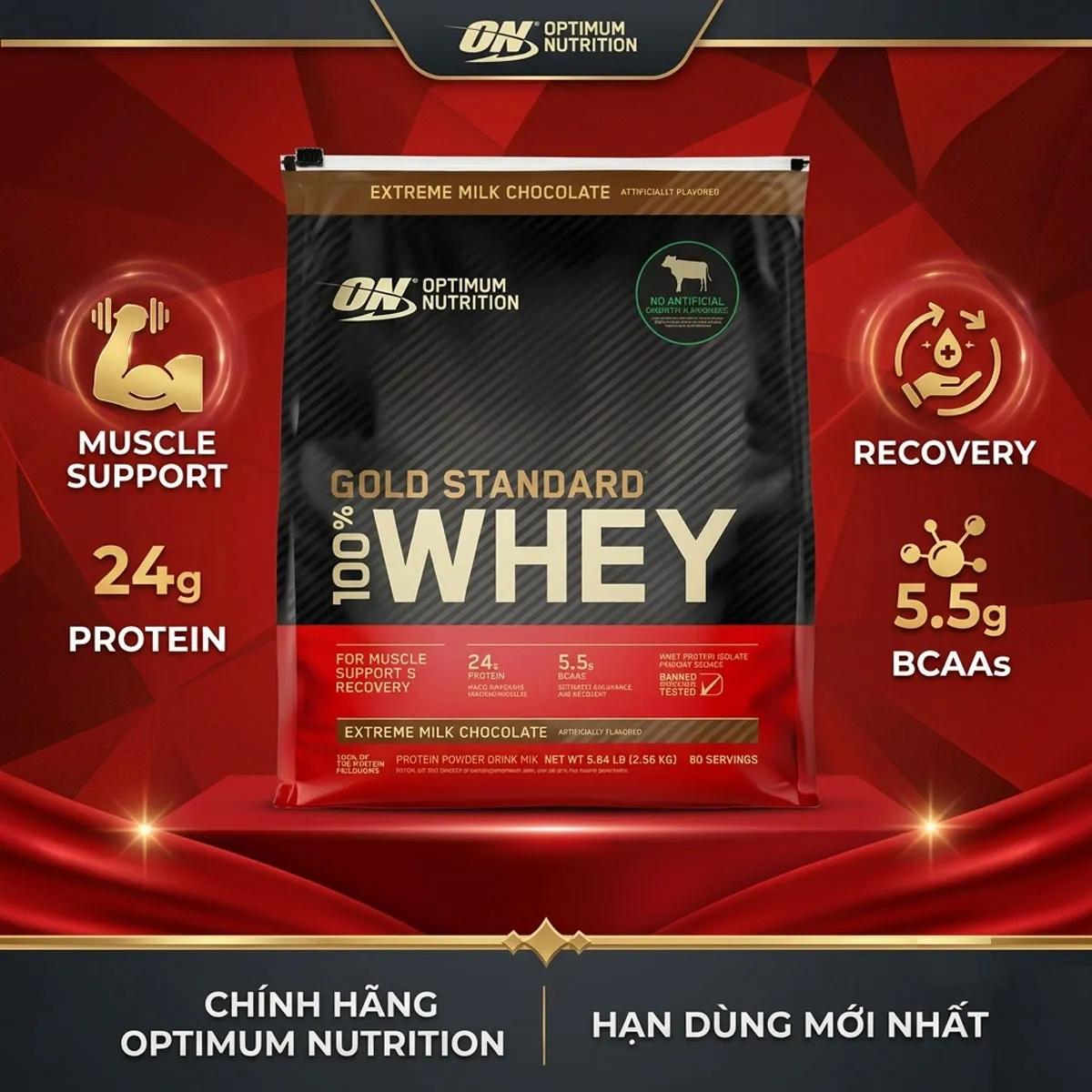 Giới thiệu Whey Gold Standard ON 100% Whey Protein  Chocolate Túi 2.56kg Mỹ