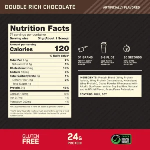 Thành phần Whey Protein ON Gold Standard 100% Whey Chocolate Hũ 2.27kg Mỹ