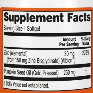 Thành phần Zinc Glycinate 30mg NOW Foods Vi Chất Kẽm 120 Viên Mỹ