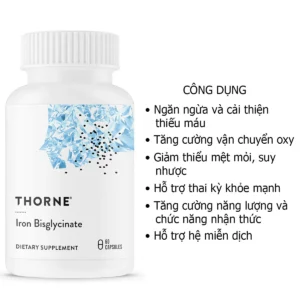 Công dụng Viên Sắt Hữu Cơ Thorne Iron Bisglycinate 25mg 60 viên Mỹ