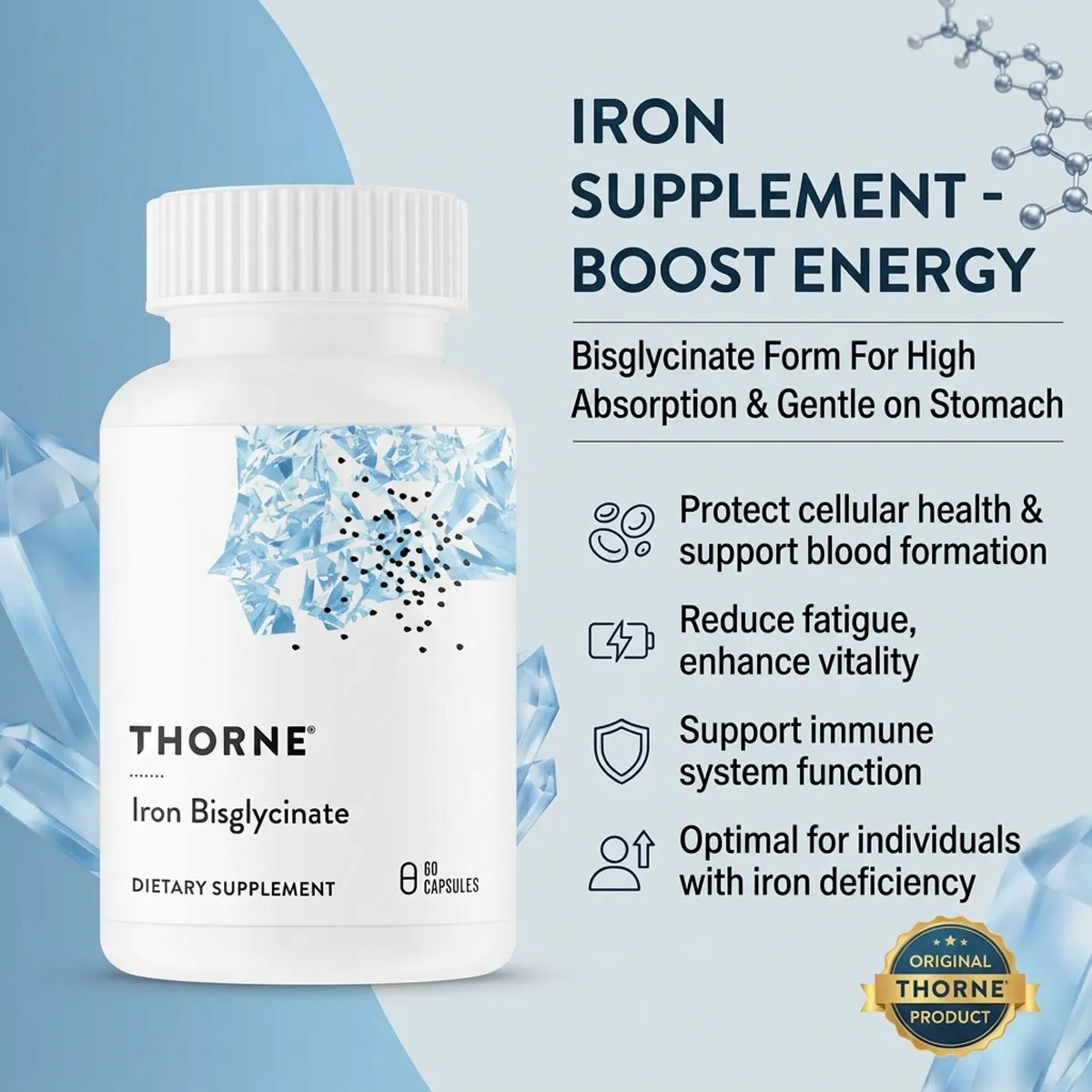 Giới thiệu Viên Sắt Hữu Cơ Thorne Iron Bisglycinate 25mg 60 viên Mỹ