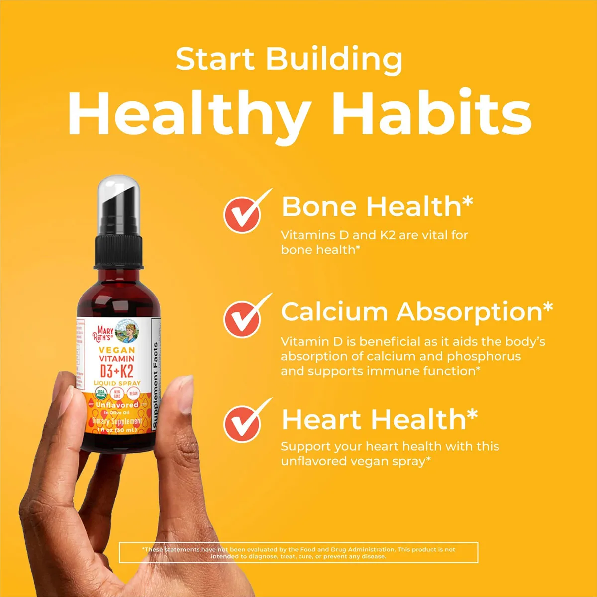 MaryRuth's Vegan Vitamin D3+K2 Liquid Spray Dạng Xịt 30ml Mỹ - Ảnh 5