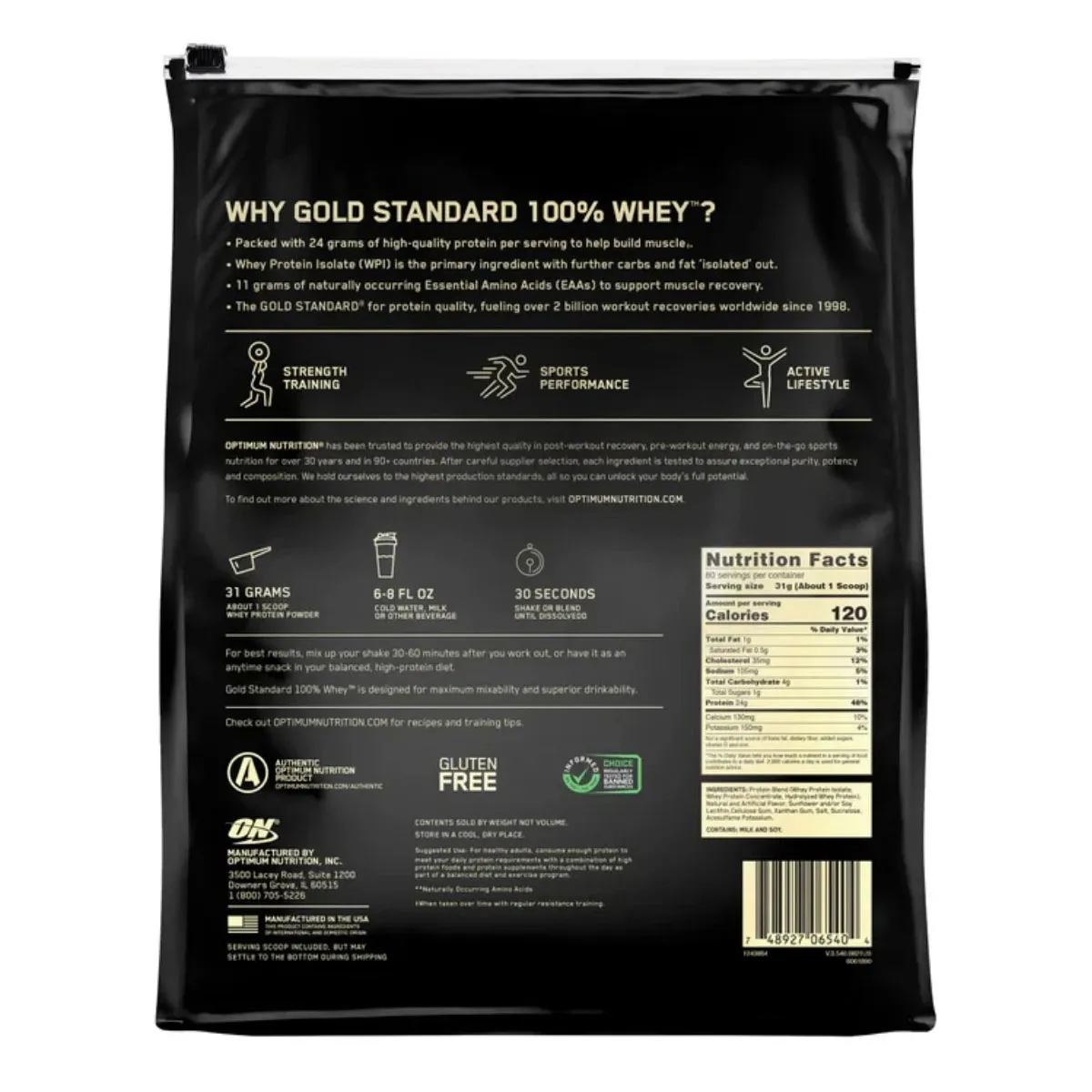 Optimum Nutrition Gold Standard 100% Vanilla Ice Cream 2.48kg Mỹ - Ảnh 3