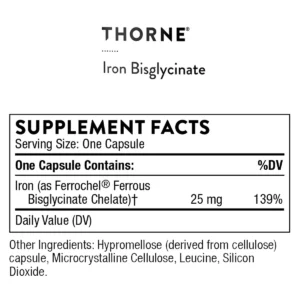 Thành phần Viên Sắt Hữu Cơ Thorne Iron Bisglycinate 25mg 60 viên Mỹ