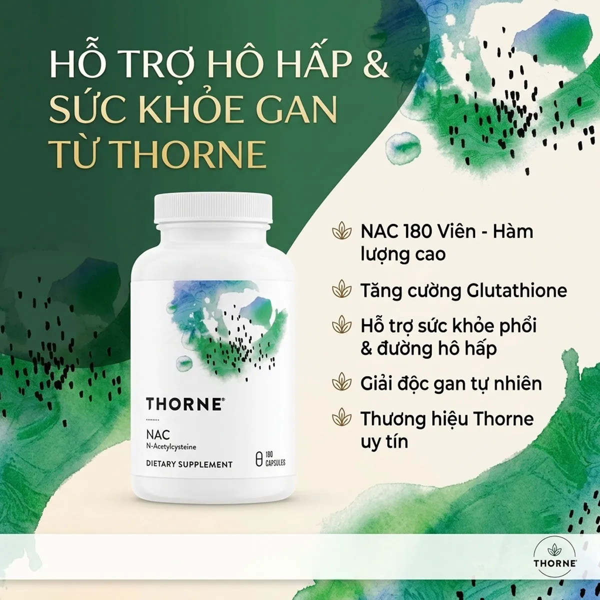 Giới thiệu Viên Uống Thorne NAC N-Acetylcysteine 180 Viên Mỹ