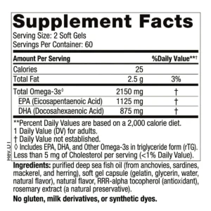 Thành phần Dầu Cá Nordic Naturals Ultimate Omega 2X 2150mg 60 viên Mỹ