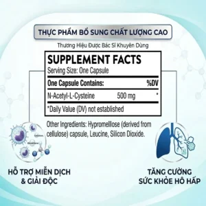 Thành phần Viên Uống Thorne NAC N-Acetylcysteine 180 Viên Mỹ